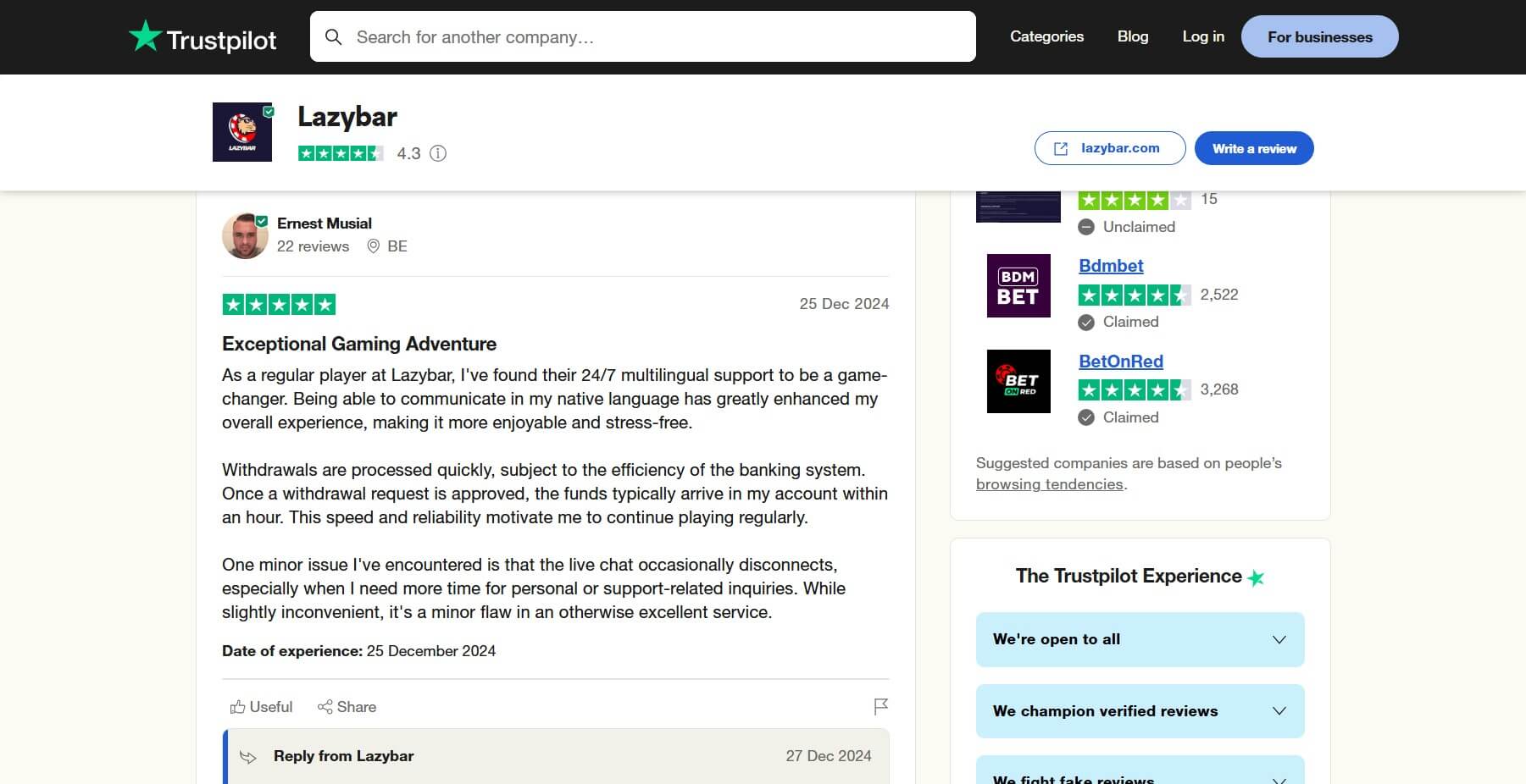 Trustpilot Reviews Lazybar