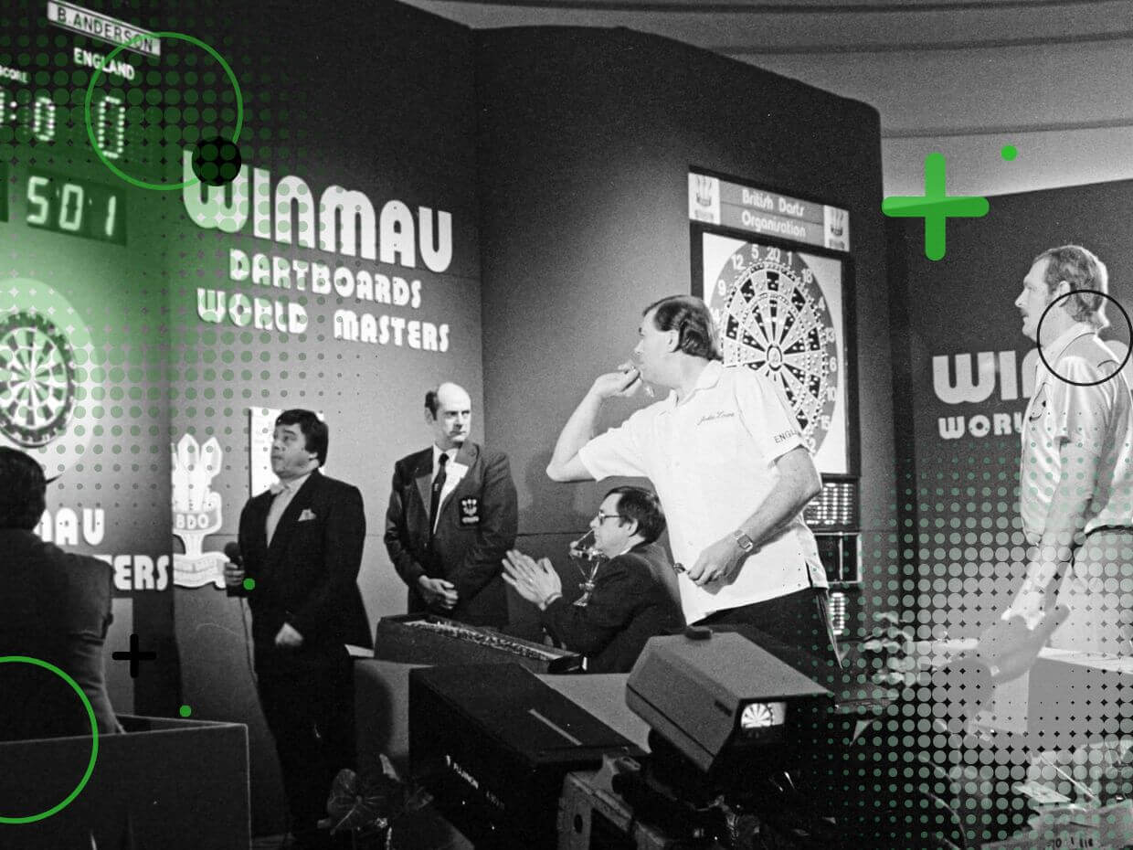 John Lowe John Lowe v Bob Anderson at the Winmau World Masters 1985 Quarter Final