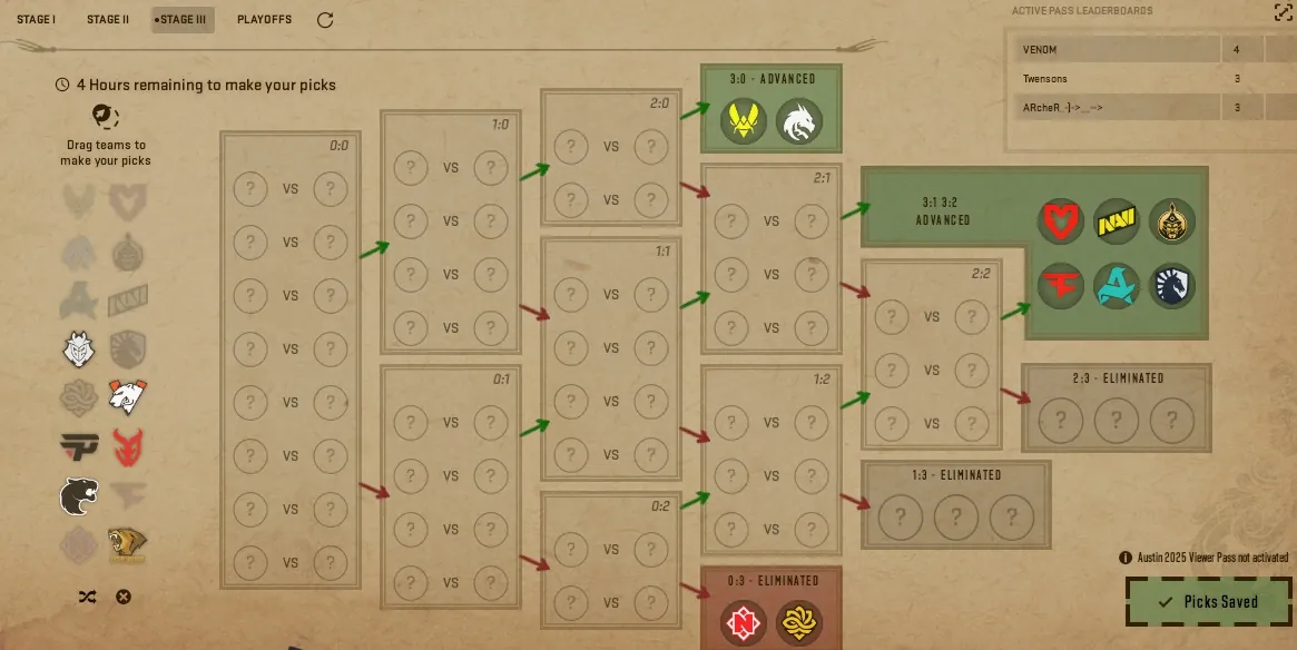 Stage 3 Pick'Em for Austin Major 2025