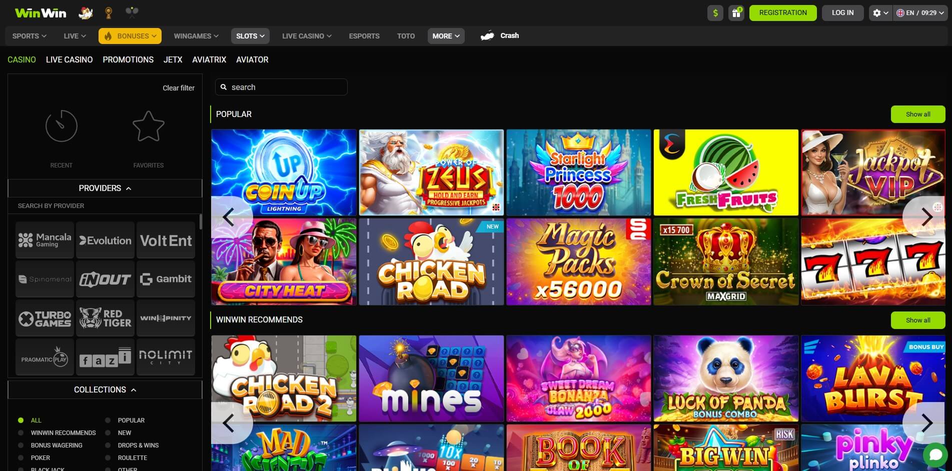 WinWin Bet online casino homepage showcasing popular casino games WinWin Bet Casino – Play Exciting Online Casino Games