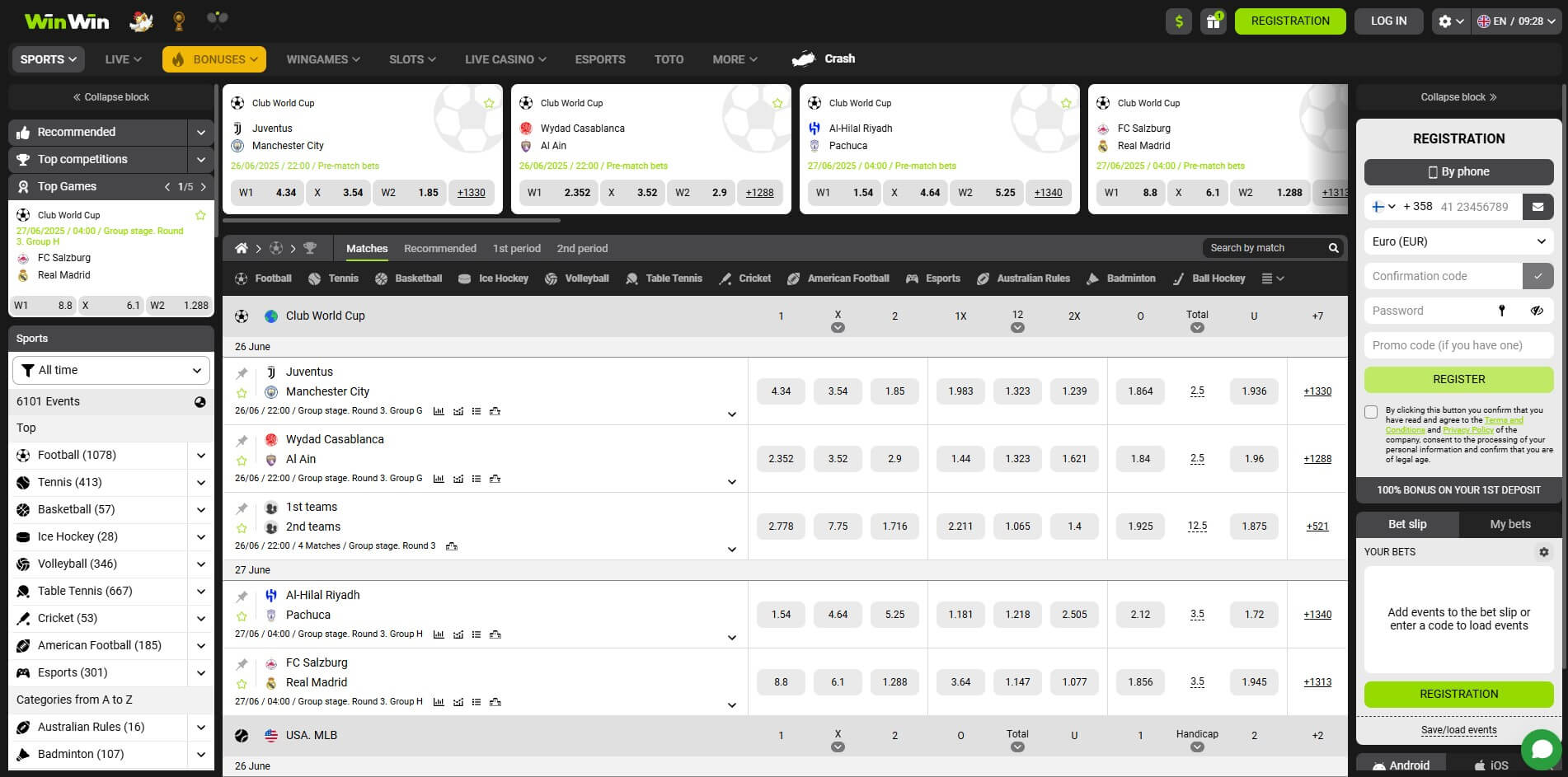 WinWin Bet Review – Comprehensive Sportsbook and Casino Platform WinWin Bet homepage showcasing sports betting, casino games, and promotions