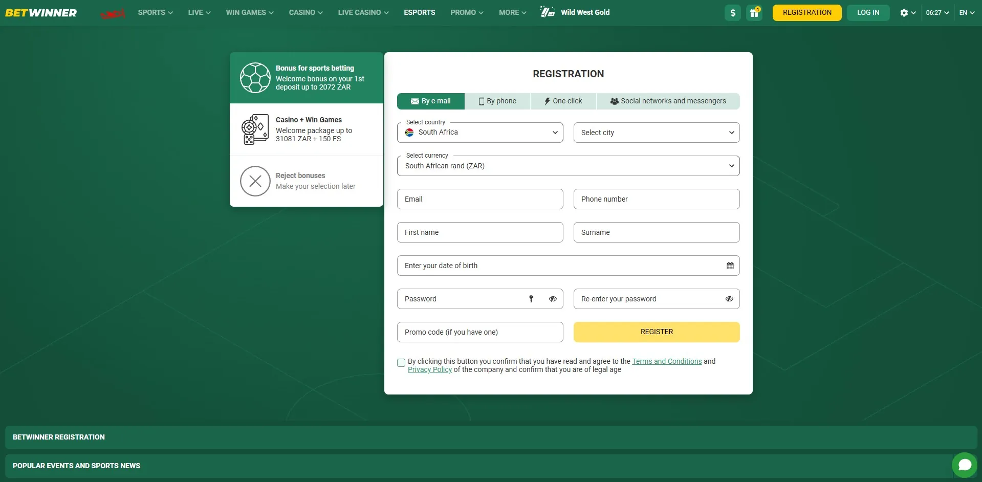 Betwinner Sign Up in South Africa
