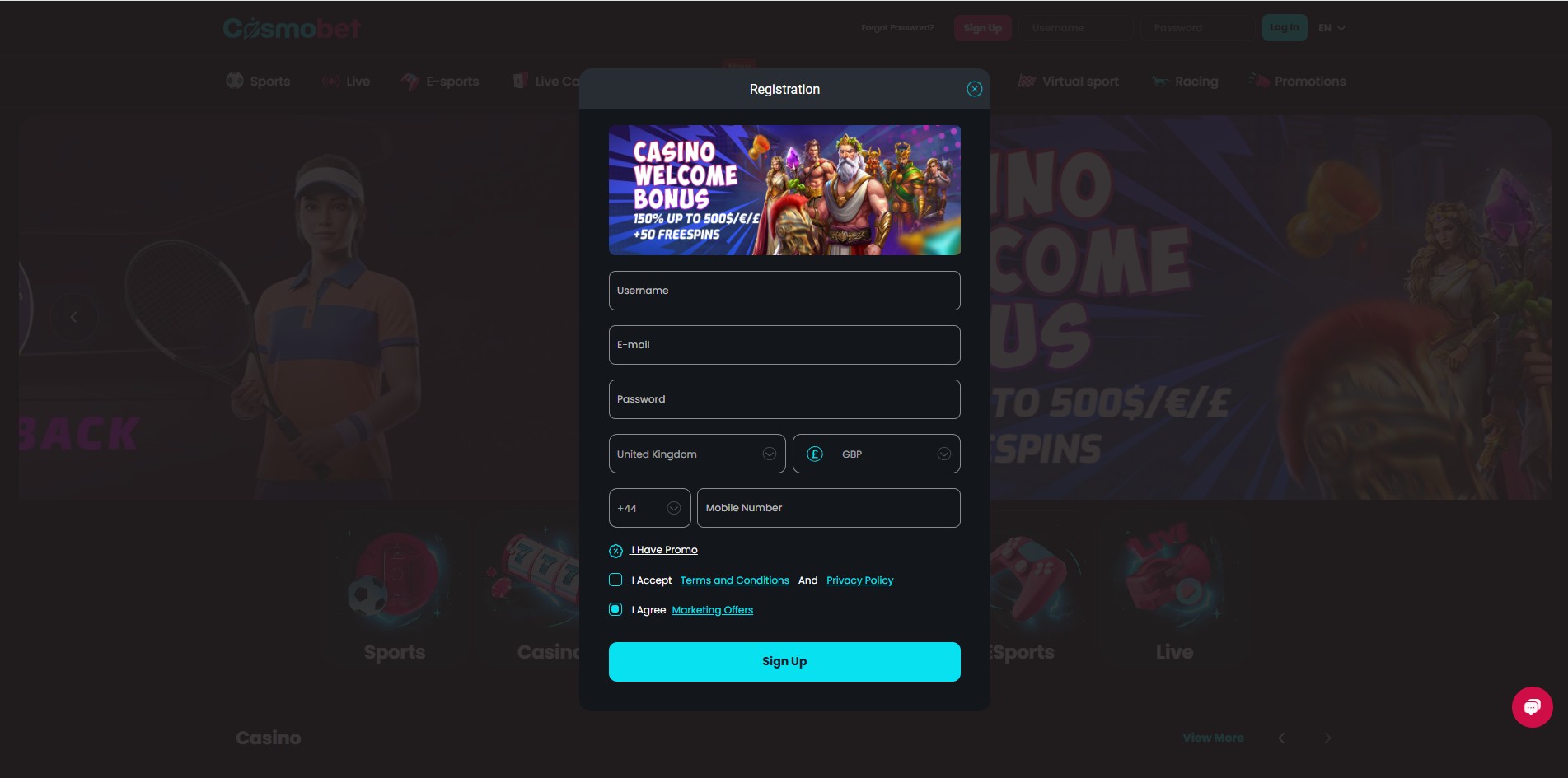 Cosmobet Sign Up In The UK