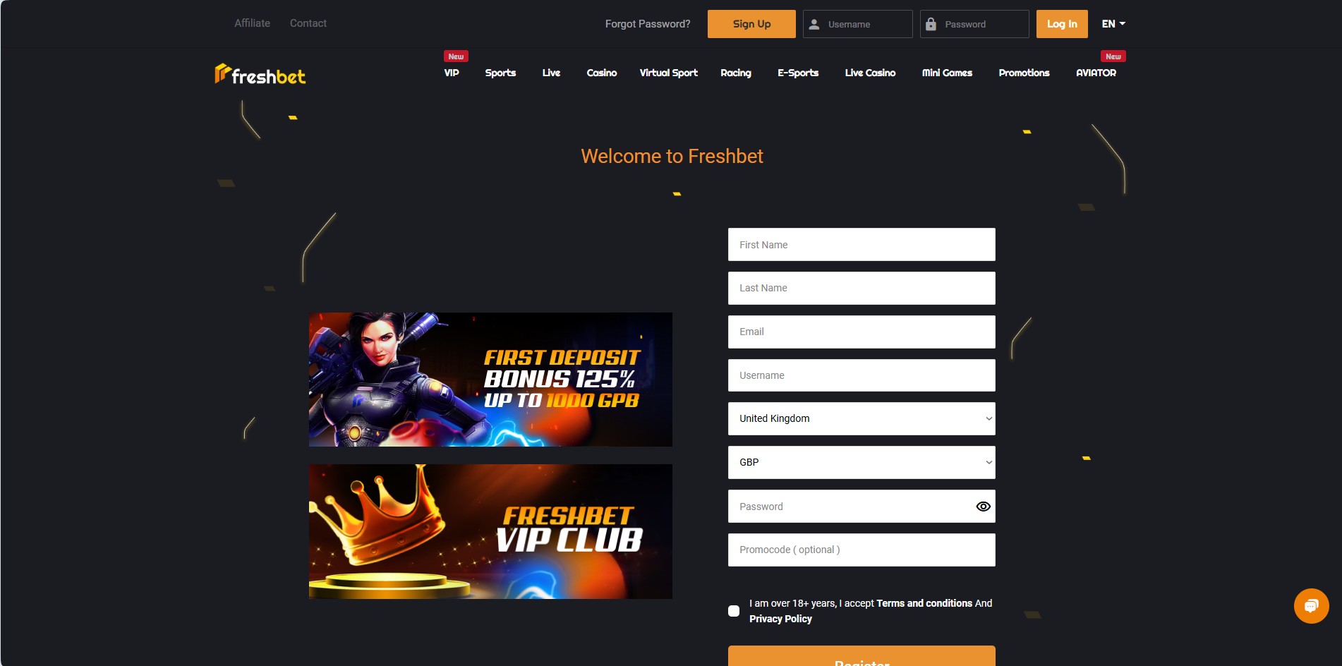 Freshbet Sign Up in the UK