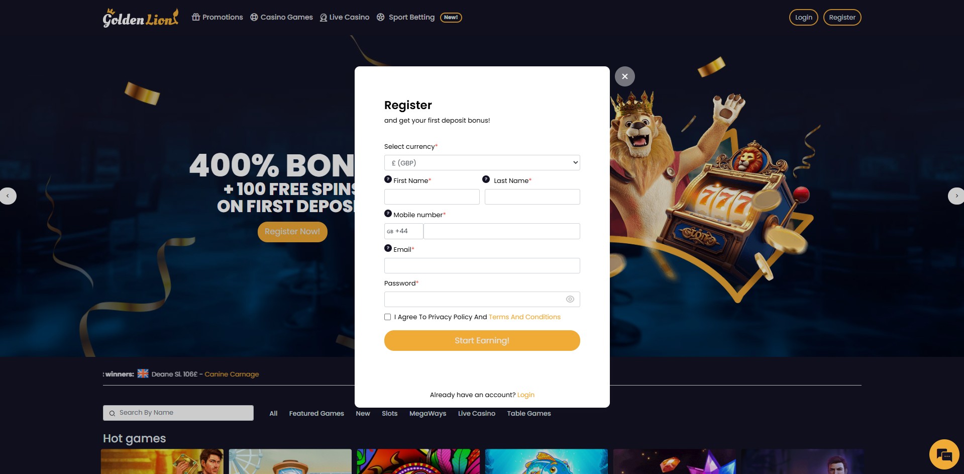Goldenlion Uk Sign Up