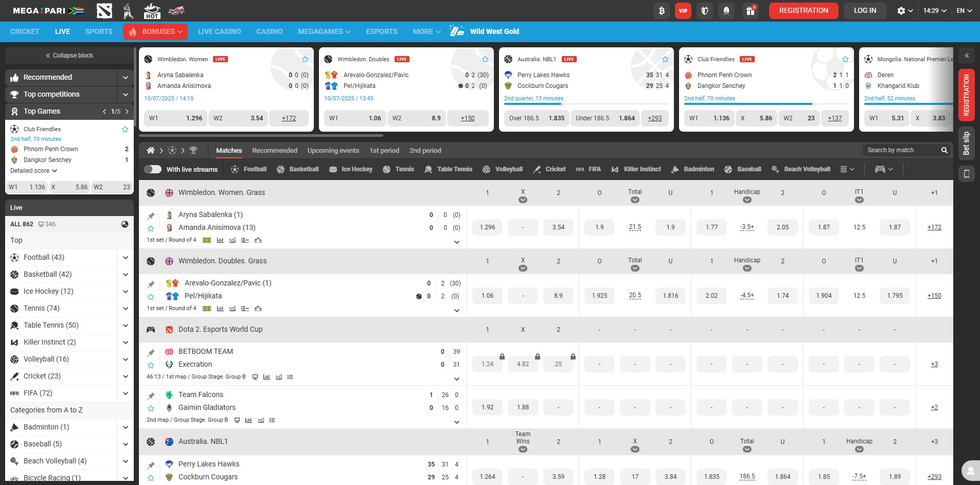 Megapari Live Betting in South Africa