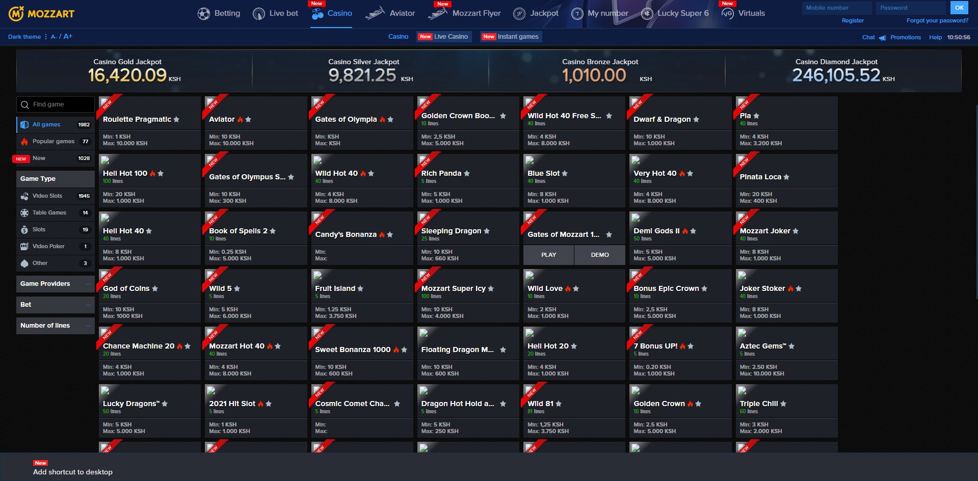 Mozzartbet Kenya Casino