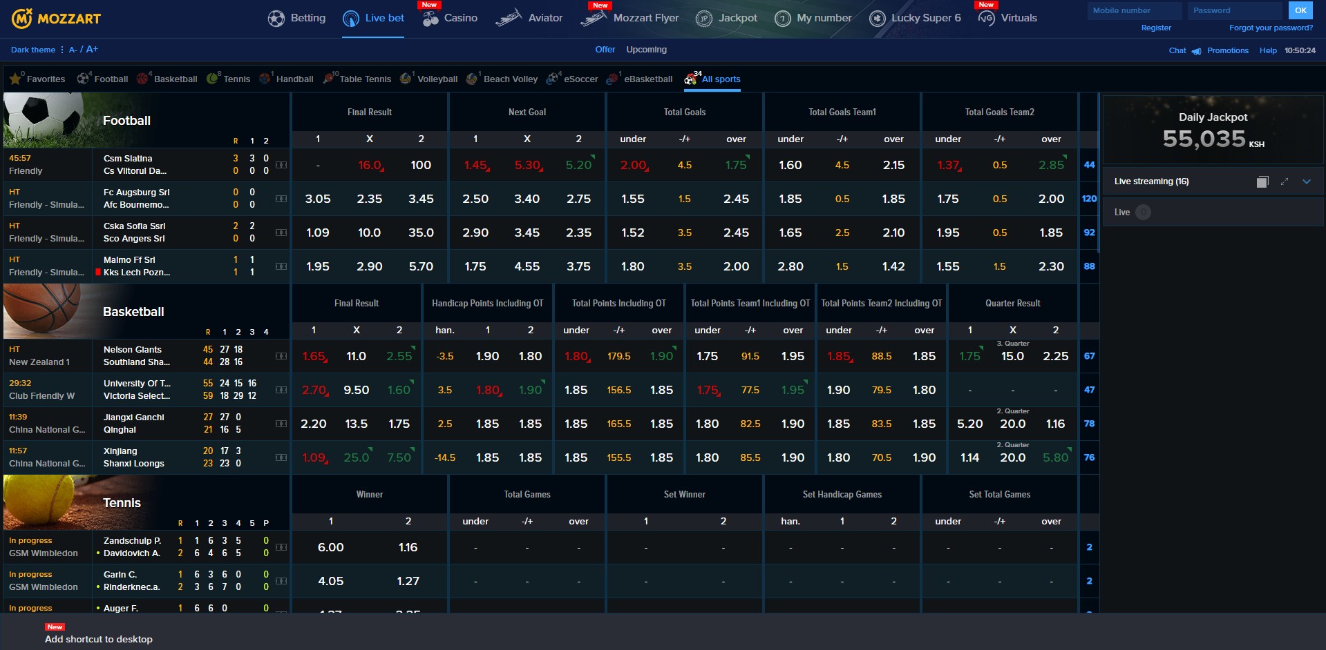 Mozzartbet Kenya Live Betting