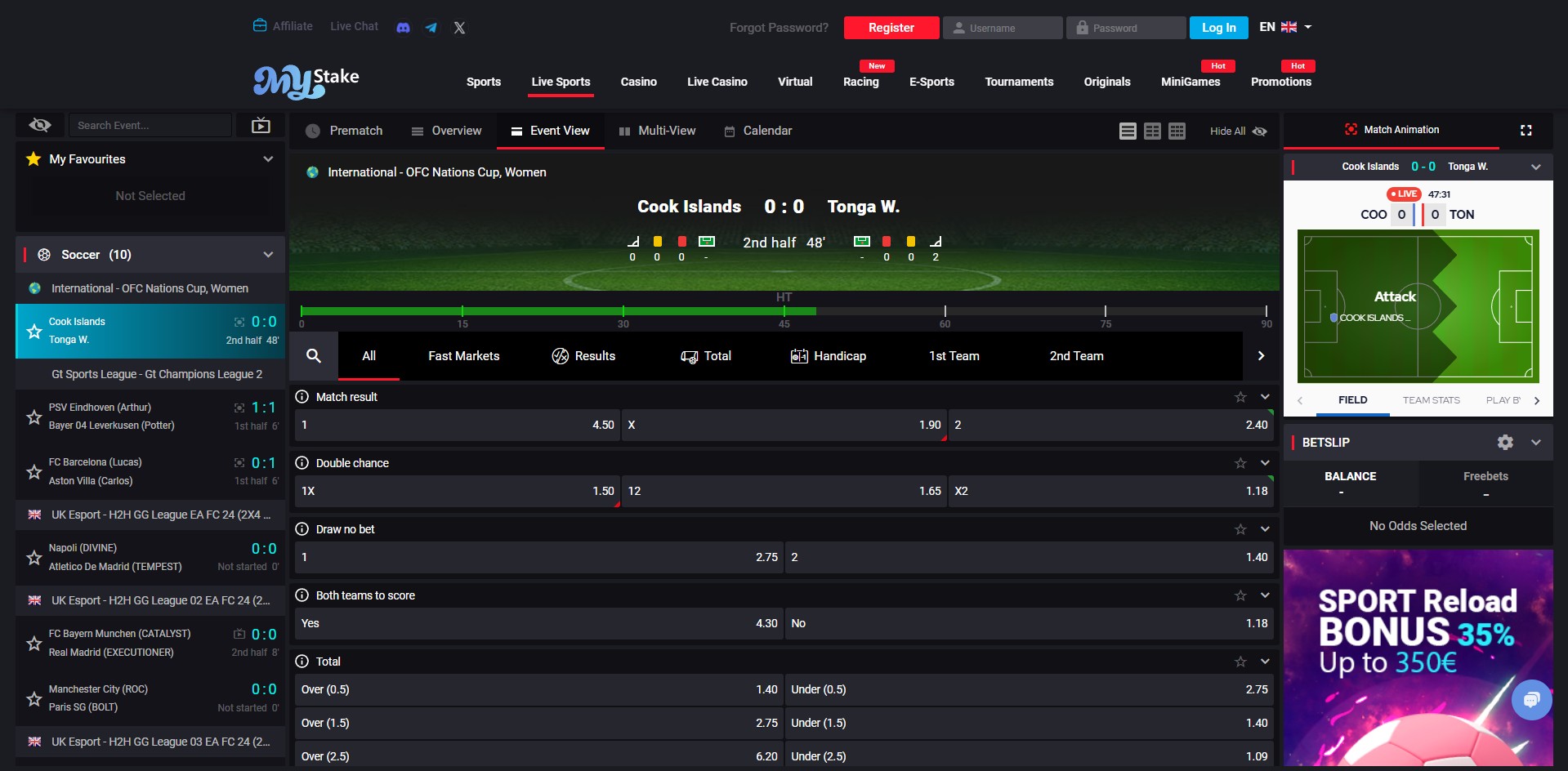 MyStake Live Betting In The UK