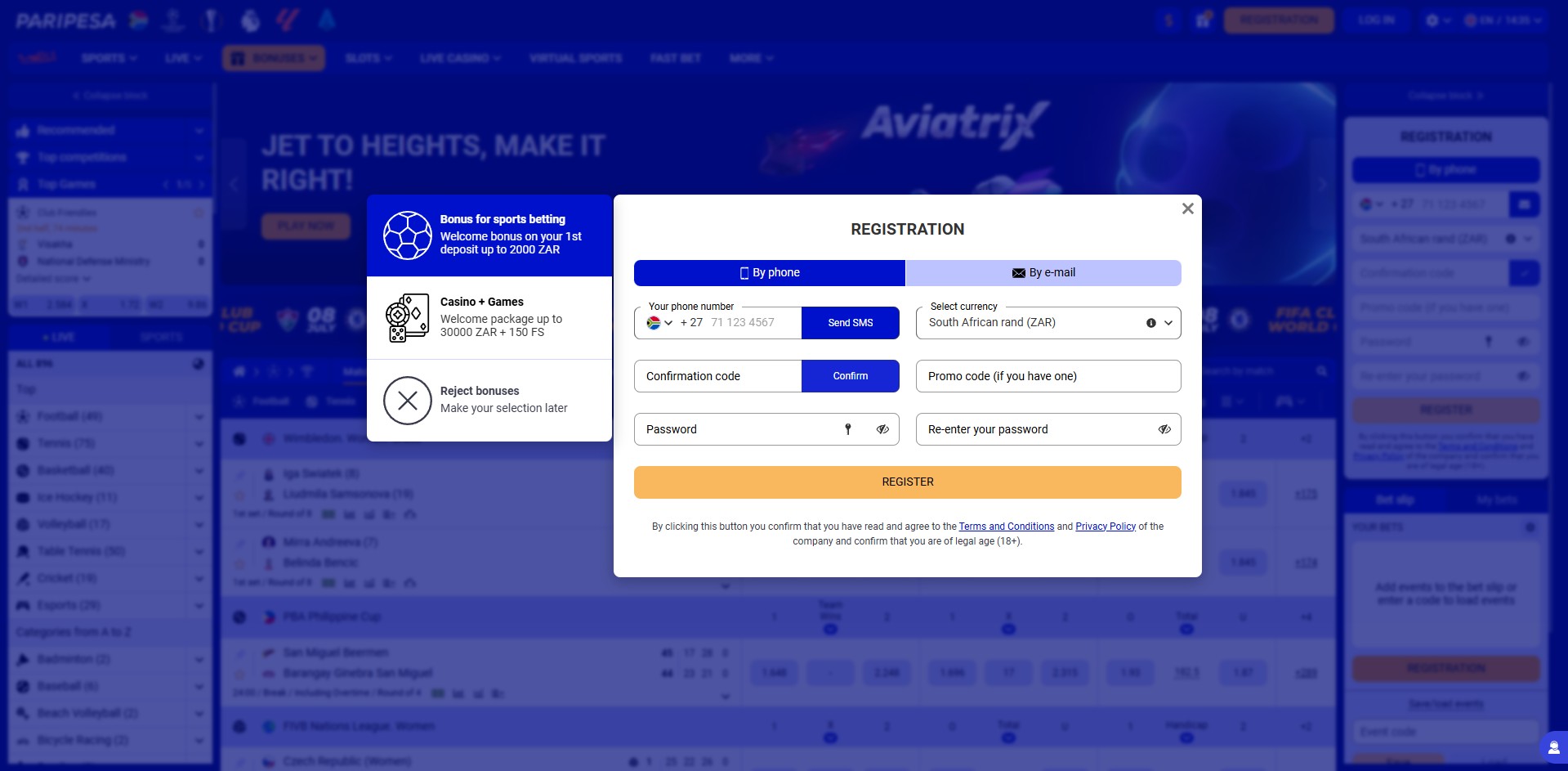 Paripesa Sign Up in South Africa