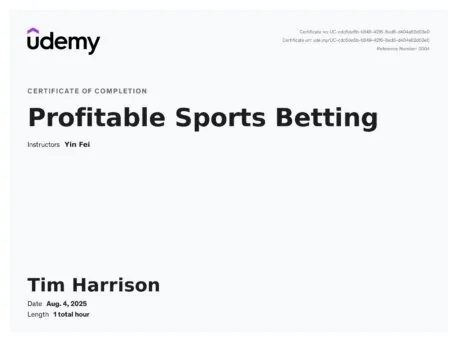 Tim Harrison`s Profitable Sports Betting Certificate