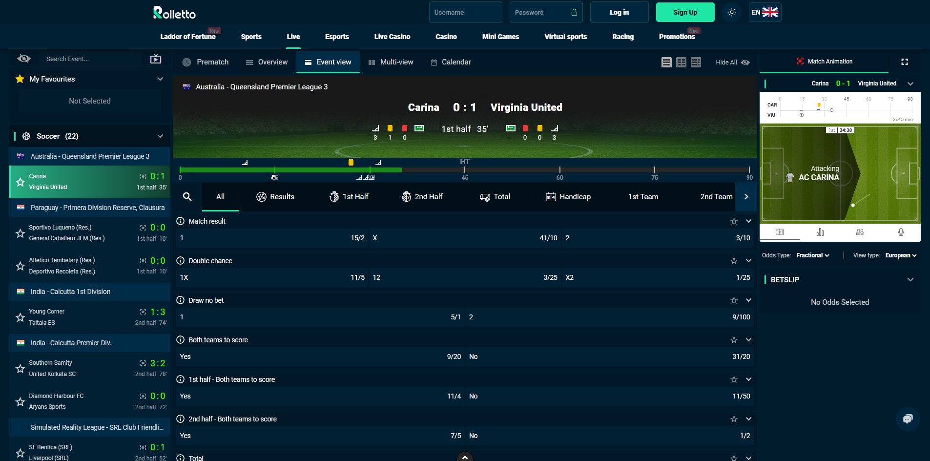 Rolletto Uk Live Betting